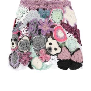 Marco Rambaldi Crochet Patchwork Mini Skirt in Pastel Mix